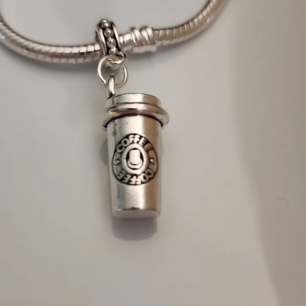 Coffee Cup Charm for European Style Bracelets Fits Pandora Systems - Picture 5 of 6